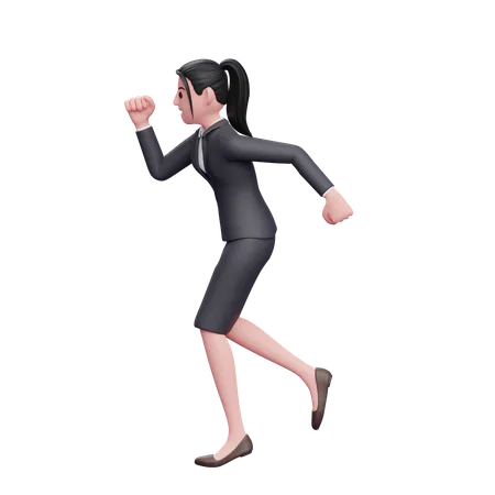 Woman Wearing Formal Dress Running In A Hurry 3D Illustration