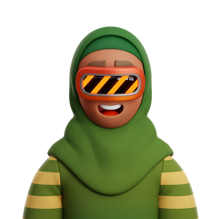 WOMAN WEARING HIJAB WITH VR  3D Icon