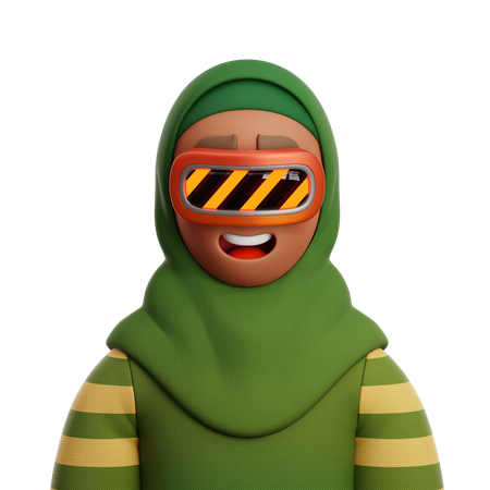 WOMAN WEARING HIJAB WITH VR  3D Icon