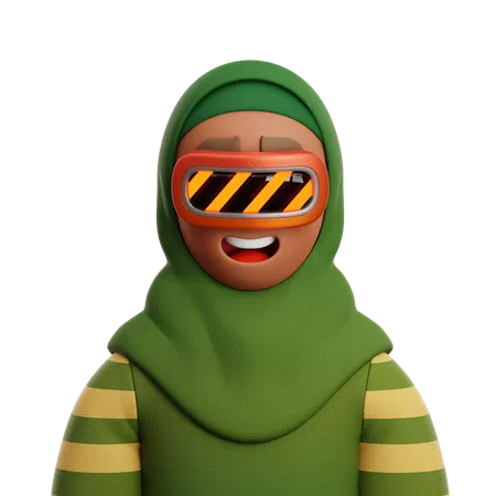 WOMAN WEARING HIJAB WITH VR  3D Icon