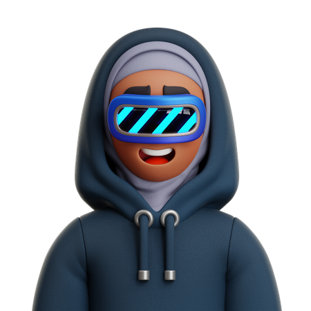 WOMAN WEARING HIJAB WITH VR  3D Icon