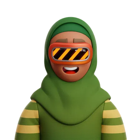 Woman Wearing Hijab With VR  3D Icon
