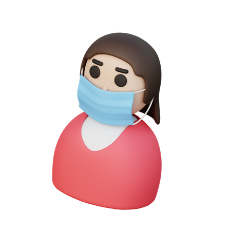 Woman Wearing Mask  3D Illustration