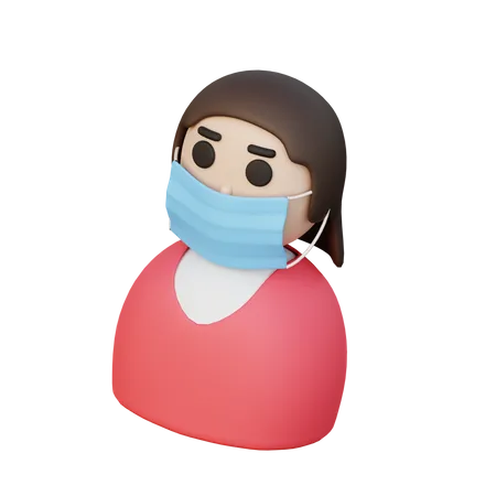 Woman Wearing Mask  3D Illustration