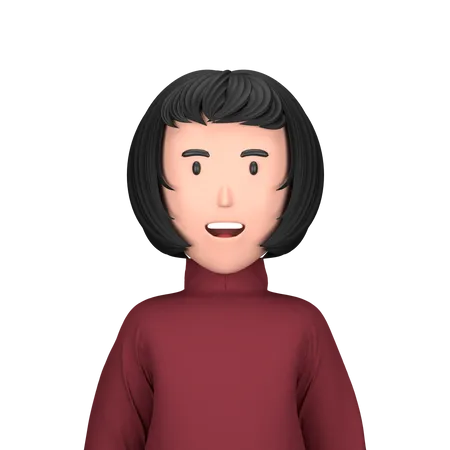 Woman wearing turtleneck  3D Icon