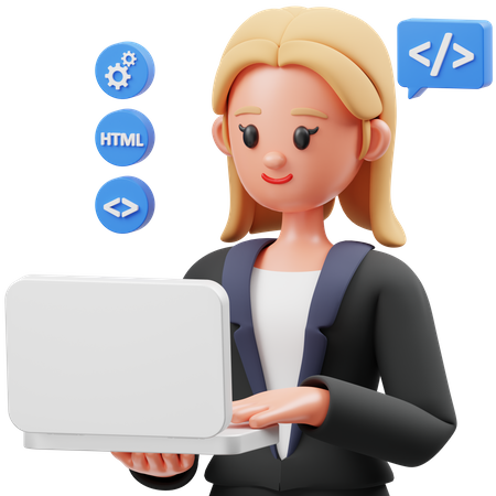 Woman Web Developer  3D Icon