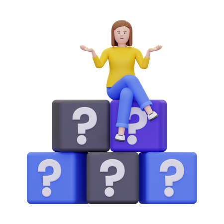 Woman With A Question Mark  3D Icon