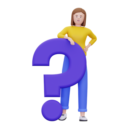 Woman With A Question Mark  3D Icon