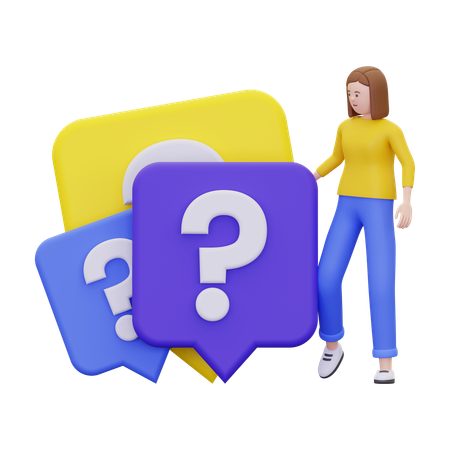 Woman With A Question Mark  3D Icon