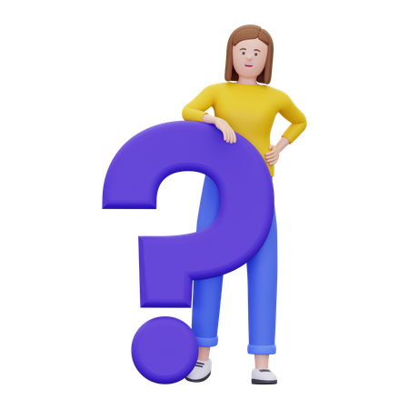 Woman With A Question Mark  3D Illustration