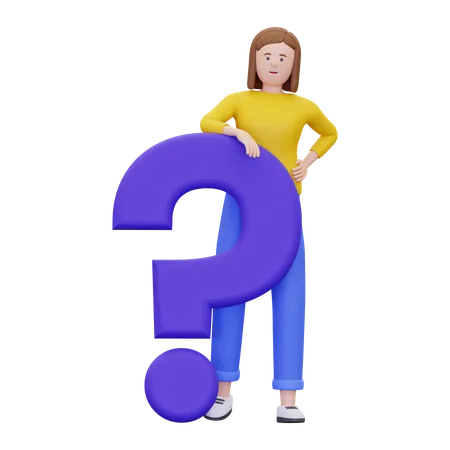 Woman With A Question Mark  3D Illustration