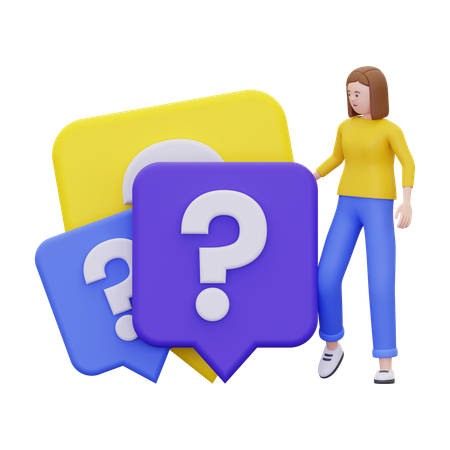 Woman With A Question Mark  3D Illustration