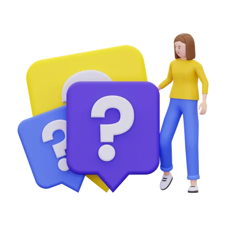 3 D Woman With A Question Mark Illustration 3D Illustration