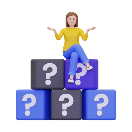 Woman With A Question Mark  3D Illustration