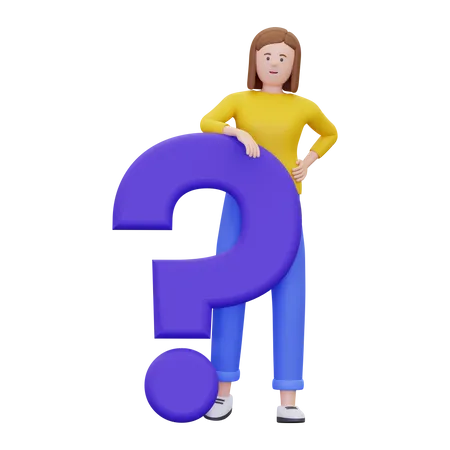 3 D Woman With A Question Mark Illustration 3D Illustration