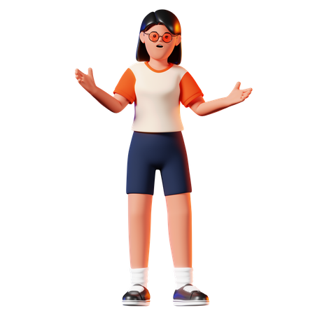 Woman With A Surprised Pose  3D Icon