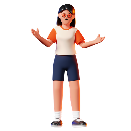 Woman With A Surprised Pose  3D Illustration