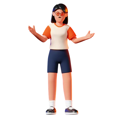 Woman With A Surprised Pose  3D Illustration