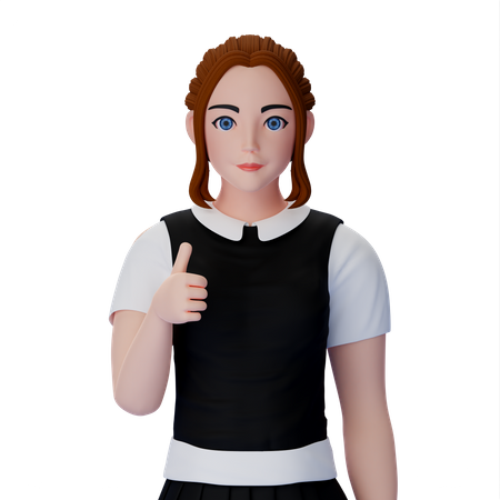 Woman With Approval Hand Gesture  3D Icon