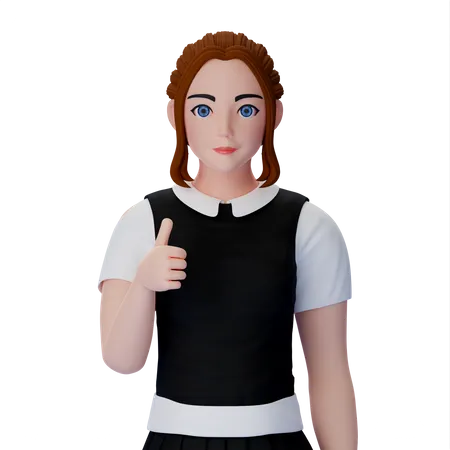 Woman With Approval Hand Gesture  3D Illustration