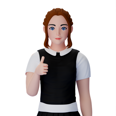Woman With Approval Hand Gesture  3D Illustration