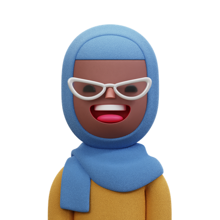 Woman With Blue Hijab  3D Icon