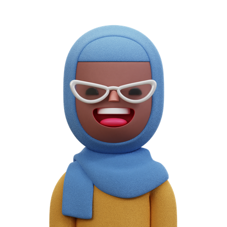 Woman With Blue Hijab 3D Icon