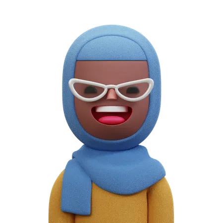 Woman With Blue Hijab  3D Icon