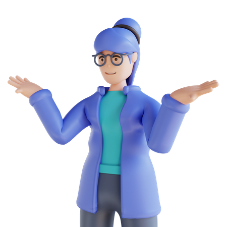 Woman with don't know hand gestures  3D Illustration