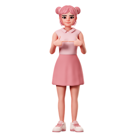 Woman With Double Buns Showing Cute Hand Gesture  3D Icon