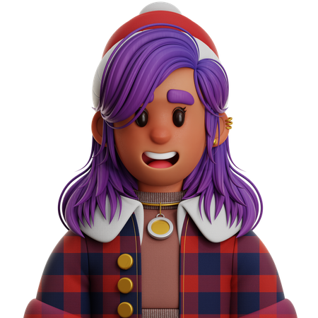 WOMAN WITH FLANNEL JACKET  3D Icon