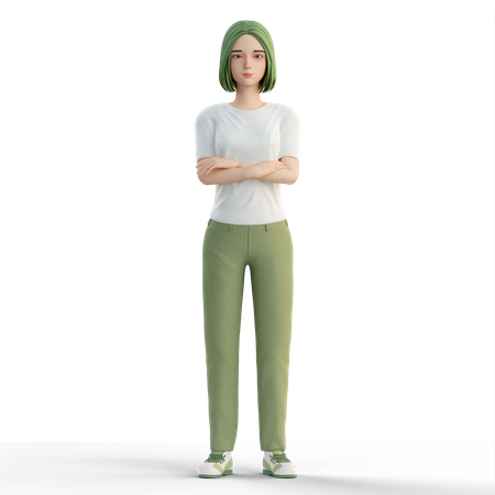 Woman with folded hands  3D Illustration