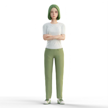 Woman with folded hands  3D Illustration