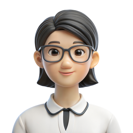 Woman with Glasses Avatar  3D Icon