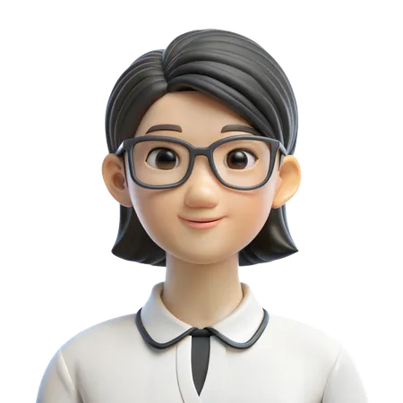 Woman with Glasses Avatar  3D Icon