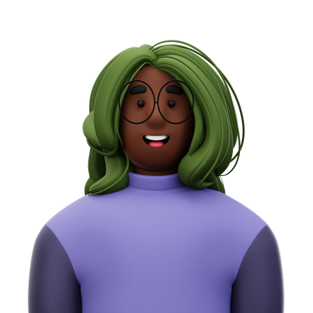 Woman with Green Hair  3D Icon