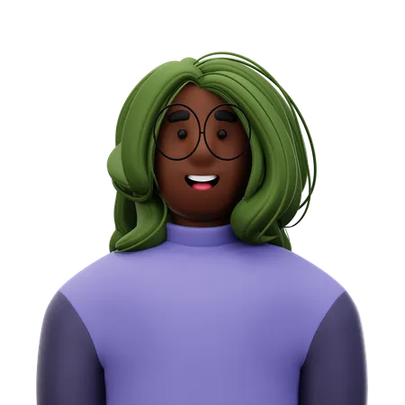 Woman with Green Hair  3D Icon