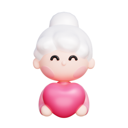 ハートを持つ女性  3D Icon