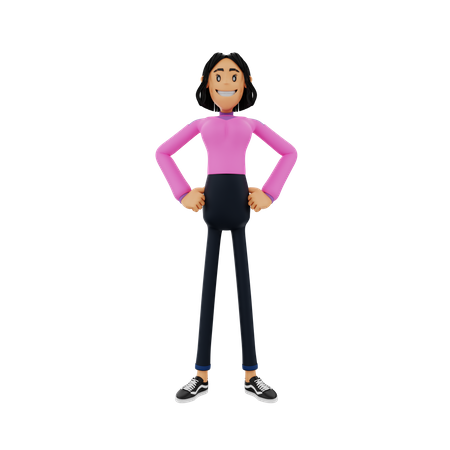 Woman With Hand On Waist 3D Illustration