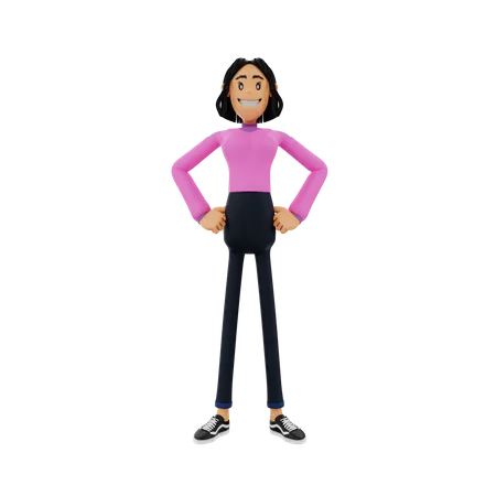Woman With Hand On Waist  3D Illustration
