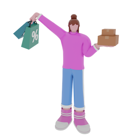 Woman with handbag 3D Illustration