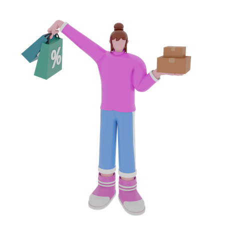 Woman with handbag  3D Illustration