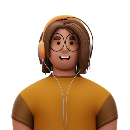 Woman with Headphone  3D Icon