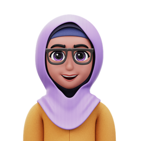 Woman with Hijab and Glasses 3D Icon