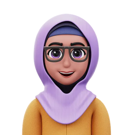 Woman with Hijab and Glasses 3D Icon