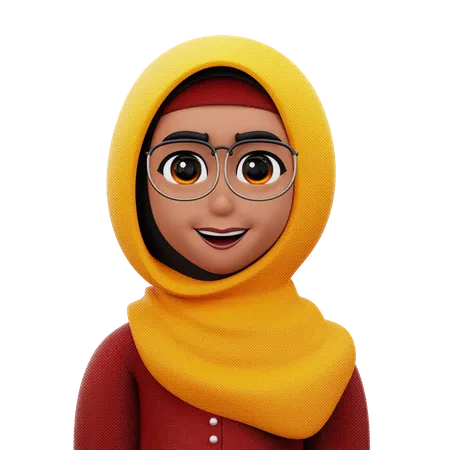 Woman with Hijab with Glasses  3D Icon