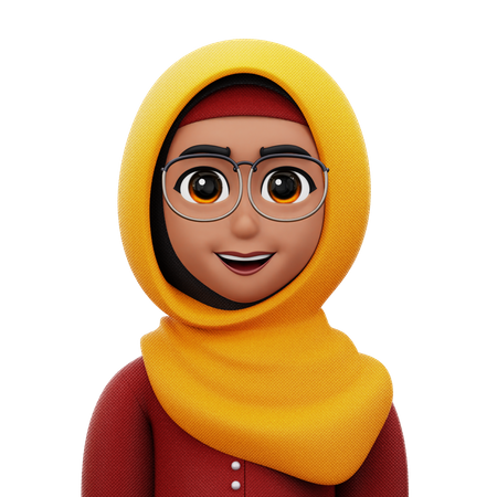 Woman with Hijab with Glasses  3D Icon