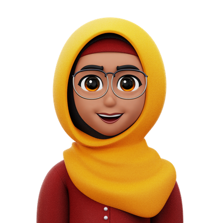 Woman with Hijab with Glasses 3D Icon