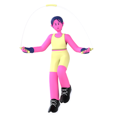 Woman with Jumping rope  3D Illustration