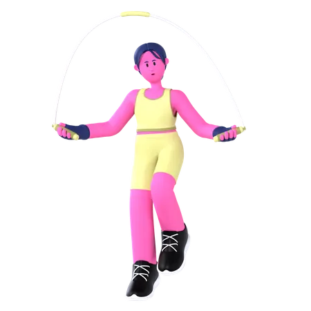 Woman with Jumping rope  3D Illustration